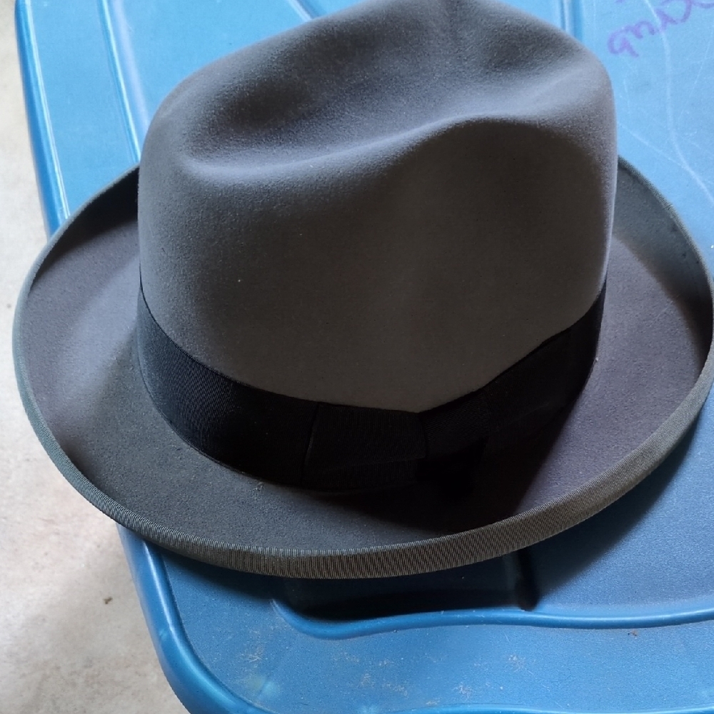 Gray Fedora Hat with Black Band